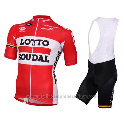 2016 Abbigliamento Ciclismo Lotto Soudal Bianco e Rosso Manica Corta e Salopette